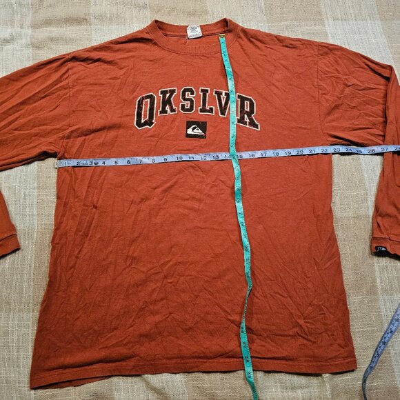 y2k Skater Emo Preppy Grunge Blokecore Qk Silver Orange Long Sleeve Logo Tshirt - Picture 7 of 8